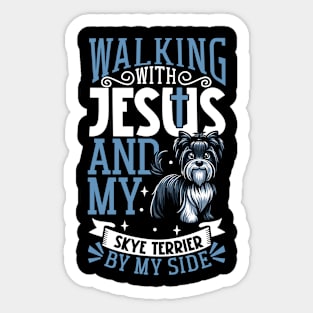 Jesus and dog - Skye Terrier Sticker